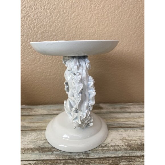 2X Bath & Body Works Candle Holders White Ceramic Squirrel & Marble-Style Lotus - Picture 12 of 14